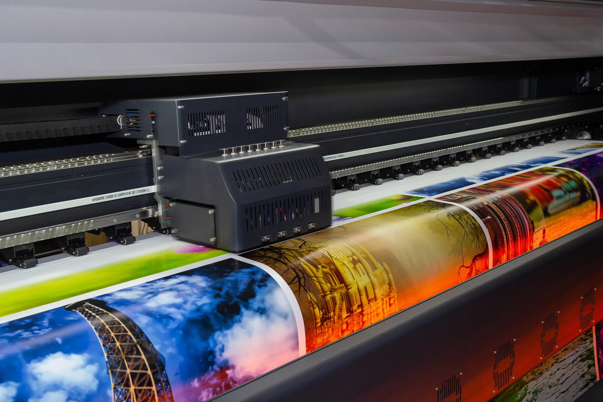 Professional printing press in operation